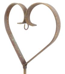 Herz auf Stab mit Haken Höhe 142 cm Herz 21 cm H:21 B:21 Edelrost mit Gewinde inc. Stab Gesamthöhe 142 cm 