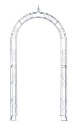 Rosenbogen GEORG Spitz Feuerverzinkt 10 mm Vollmaterial Breite 140cm Höhe 245cm Tiefe 40cm, 5-teilig + Bodenanker 