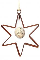 Stern Meisenknödelhalter zu Hängen aus Metall in Edelrost, Futterspender Vogel, Deko Herz 