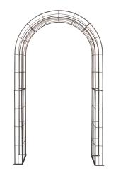 Rosenbogen RUDI Rund aus Metall 12 mm Vollmaterial roh Breite 140cm Höhe 235cm Tiefe 40cm, 5-teilig 