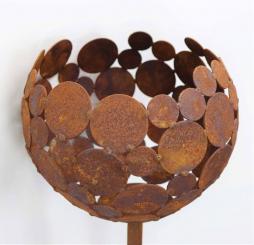 Feuerkugel Ø 23cm Höhe 120cm Feuerkorb, Windlicht, Edelrost, Kugel, Pflanzschale, Gartenkugel 