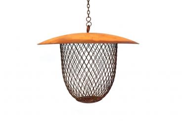 Vogelfutterspender aus Metall in Naturrost für Vögel, zum Hängen, Futterspender, Futterstation für Wildvögel zum 