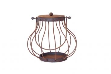 Laterne Linda28 aus Metall Rost-Laterne Edelrost D:28cm H:46cm Windlicht Garten-Deko Blumenampel Dekoration 