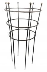 Staudenhalter Trichter rund 3-fach Ring Vollmaterial 12 mm Höhe 116 cm, Ø 55-50-45 cm Rundeisen unbehandelt Kugel 25 mm 