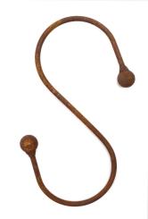 Baumhaken Länge 20 cm, stabil, massiv aus Vollmaterial schöner S-Bogen mit Kugeln in Edelrost 